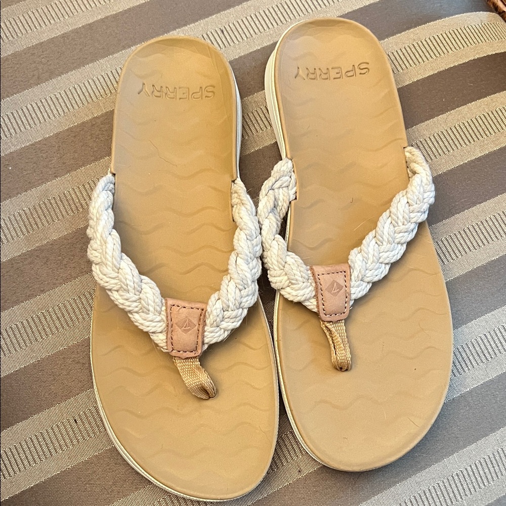Sperry Women's Braided Sandals In Tan And Cream